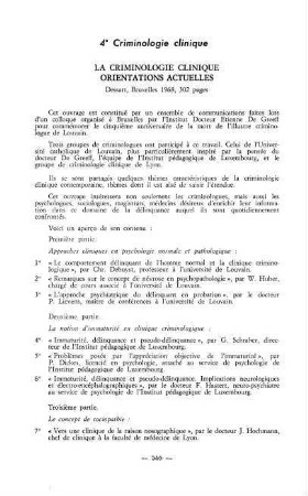 546-550, 4. Criminologie clinique