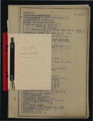 Neubau 300. Gruppe S IX - Inventarliste