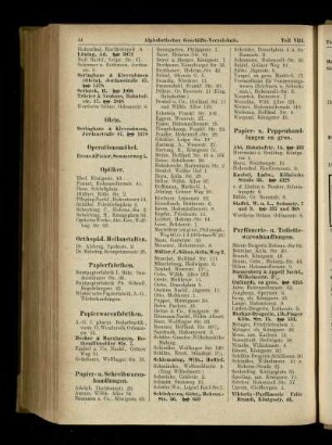Papierfabriken bis Putzmacherinnen
