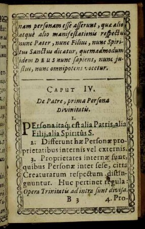 Caput IV. De Patre, prima Persona Divinitatis.