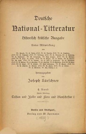 Tristan und Isolde und Flore und Blanscheflur, 1. Tristan und Isolde