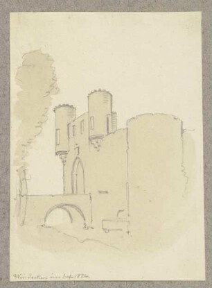 Inneres Burgtor mit Brücke auf Burg Windecken, nach einer Vorlage von 1824