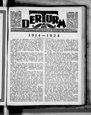 Der Turm. 1920-1934
