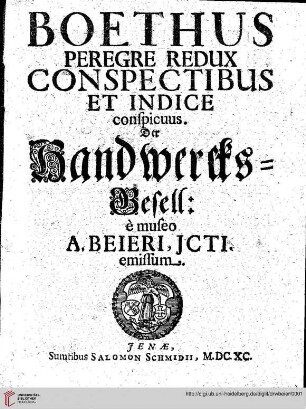 Boethus peregre redux conspectibus et indice conspicuus