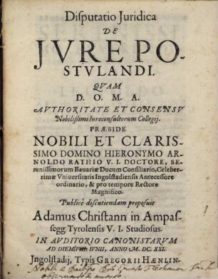 Disputatio Juridica De Jvre Postvlandi