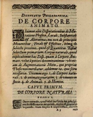 Disputatio Philosophica de corpore animato