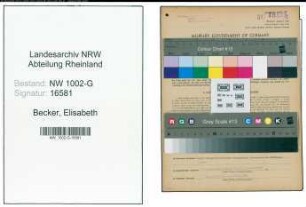 Entnazifizierung Elisabeth Becker, geb. 13.09.1900 (Gehilfin)