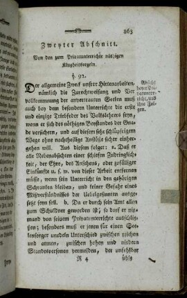 Zweyter Abschnitt. Von den zum Privatunterrichte nöthigen Klugheitsregeln.
