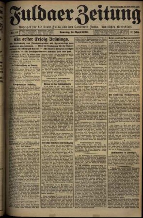 Erste Ausgabe vom Sonntag, den 13. April 1930.