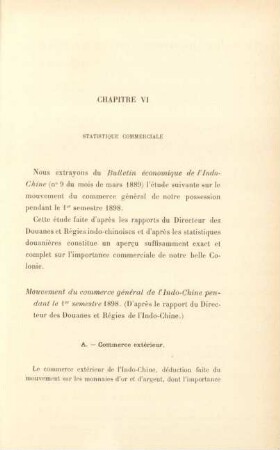 Chapitre VI. Statistique commerciale