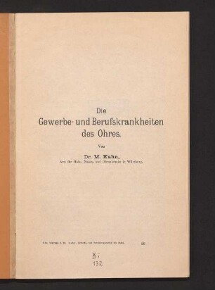 Die Gewerbe- und Berufskrankheiten des Ohres