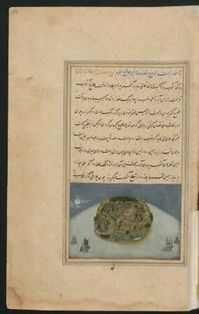 Illustration: Segelschiffe umsegeln eine große Insel