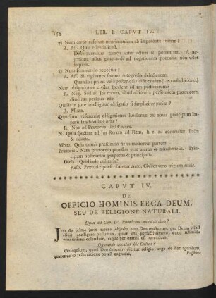 Caput IV. De Officio Hominis Erga Deum, Seu De Religione Naturali.
