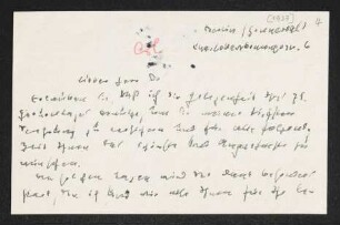 Brief von Oscar Bie und Antonie Bie an Gerhart Hauptmann