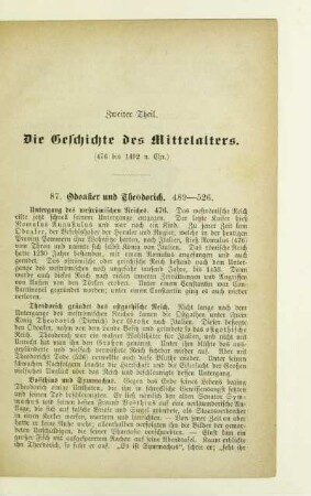 Zweiter Theil. Die Geschichte des Mittelalters