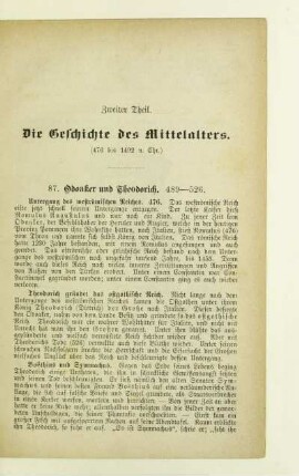 Zweiter Theil. Die Geschichte des Mittelalters
