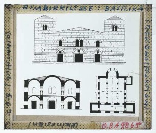 Binbirkilise, Basilika II : Grundriss, Querschnitt, Ansicht (Rekonstruktionen)