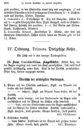 IV. Ordnung. Trímera. Dreizehige Käfer