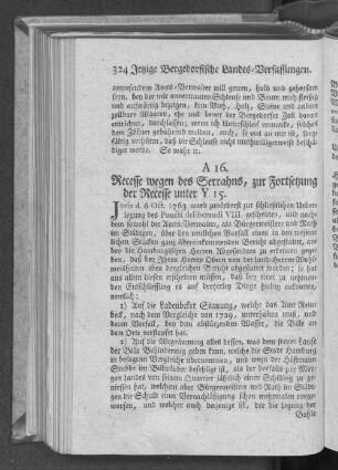A 16. Recesse wegen des Serrahns, zur Fortsetzung der Recesse unter Y 15.