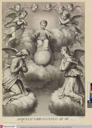 [L'Enfant Jésus assis sur le globe; Das Jesuskind in Wolken auf dem Globus sitzend]
