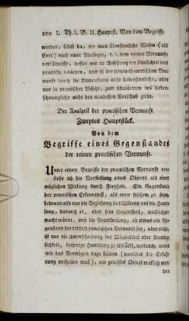 Zweytes Hauptstück. Begriffe eines Gegenstandes der reinen practischen Vernunft.