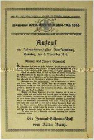 Spendenaufruf des Roten Kreuzes für die Frontsoldaten anlässlich Weihnachten 1916