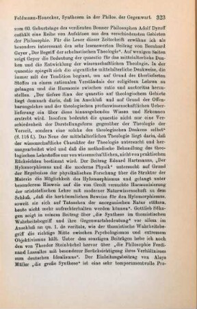 322-324 [Rezension] Synthesen in der Philosophie der Gegenwart