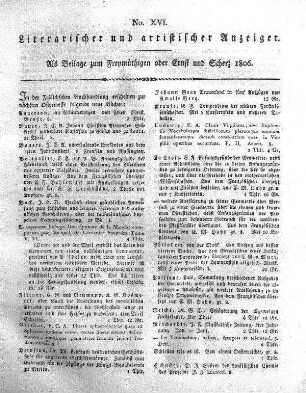 Literarischer und artistischer Anzeiger, No. XVI.