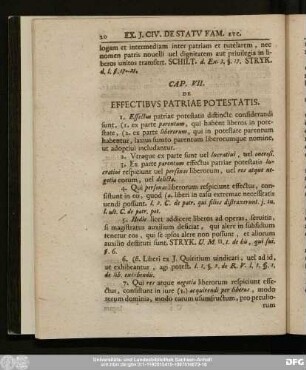 Cap. VII. De Effectibus Patriae Potestatis.