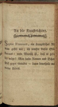 An die Kunstrichter.