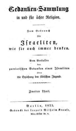 In: Gedanken-Sammlung in und für ächte Religion ; Band 2
