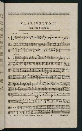 1-8, Clarinetto II. Vesperae Solennes