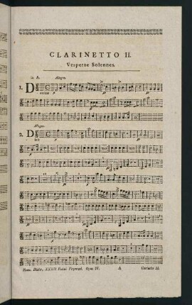 1-8, Clarinetto II. Vesperae Solennes