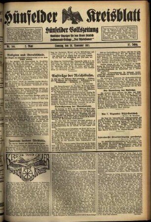 Zweite Ausgabe vom Samstag, den 28. November 1931.