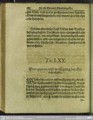 Tit. LXX. Von taxation und messigung der Gerichtskosten