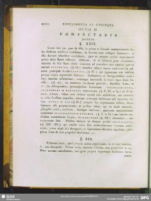 Sectio III. Consectaria Sistens