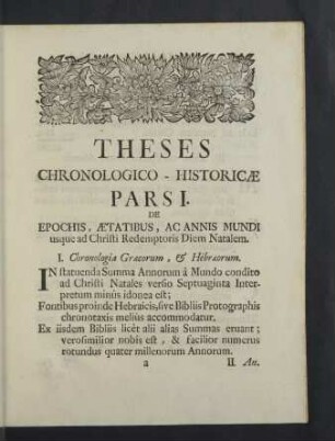 Theses chronologico - historicae