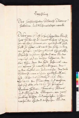 Erzehlung. Des hochberühmten Albrecht Dürers herkom[m]en. und Ruhmwürdiger wercke