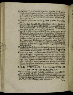 Libri Historici, Philosophici Et Artium Humaniorum