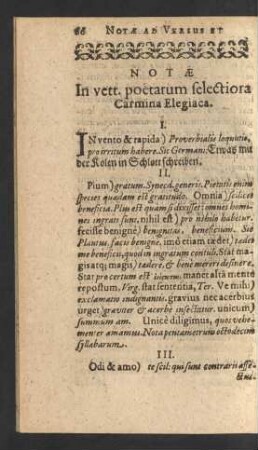 Notae In vett. poetarum selectiora Carmina Elegiaca.