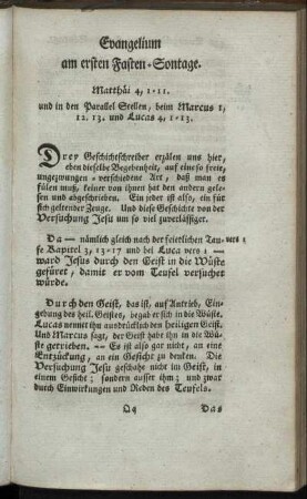 Evangelium am ersten Fasten-Sontage.