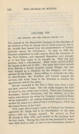 Chapter VIII. The Company and the schools before 1746