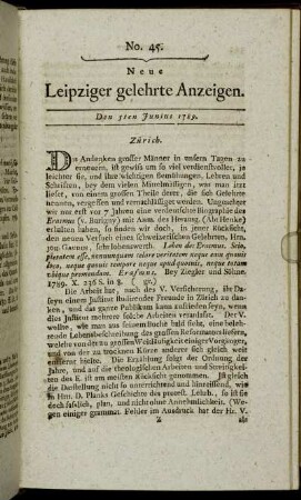 No. 45. Den 5ten Junius 1789.
