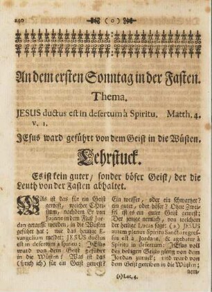 An dem ersten Sonntag in der Fasten.