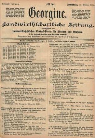 Siebzigster Jahrgang. No. 8. Insterburg, 20. Februar 1902.