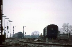 Bahnhof Hochdorf Lok 215 065 E S-FDS Ausfahrsignale Bauzug