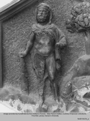 Erschaffung des Menschen und erste Erfindungen : Herkules mit dem erschlagenen Cacus, als Befreiung der Erde von Ungeheuern