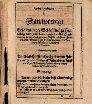 Hochzeit-, Geburt-, Tauff-, Königliche Annehmungs- und Leich-Predigten