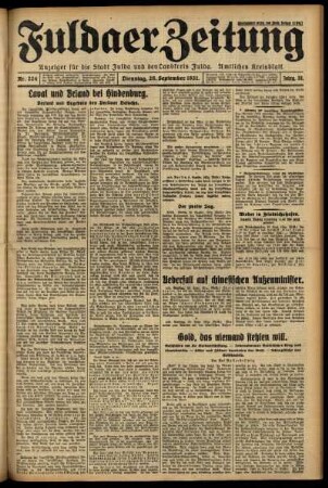 Ausgabe vom Dienstag, den 29. September 1931.