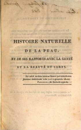 Histoire naturelle de la peau